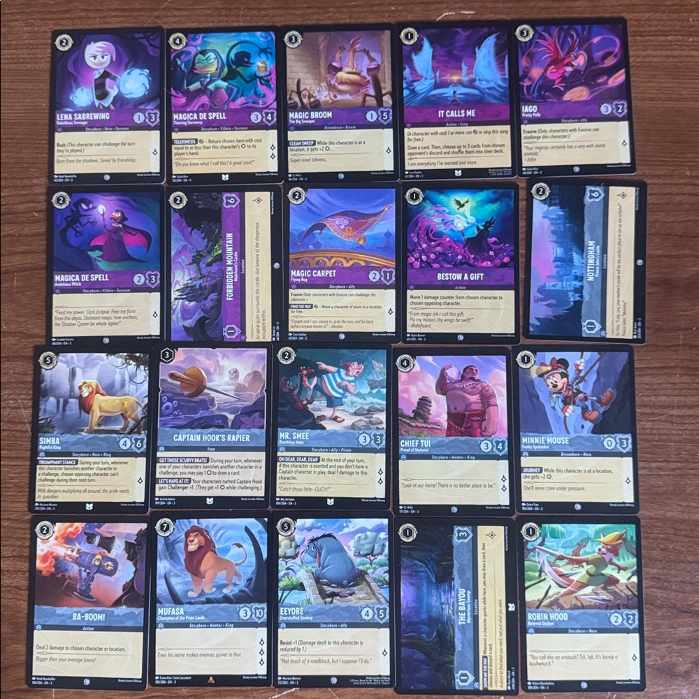 Disney Lorcana Inklands Purple & Grey Cards